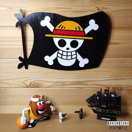 Logo Pirate Luffy - Drapeau au vent avec le mat